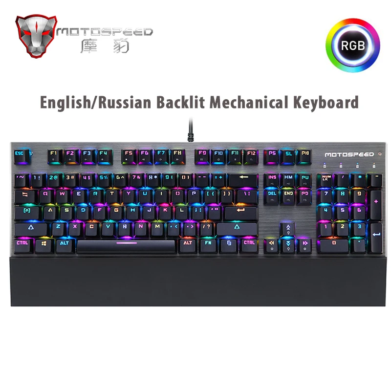 

Motospeed CK108 Gaming Mechanical Keyboard LED Backlit RGB Anti-Ghosting Blue/Black Switch Wired Keyboard for PC Computer gamers