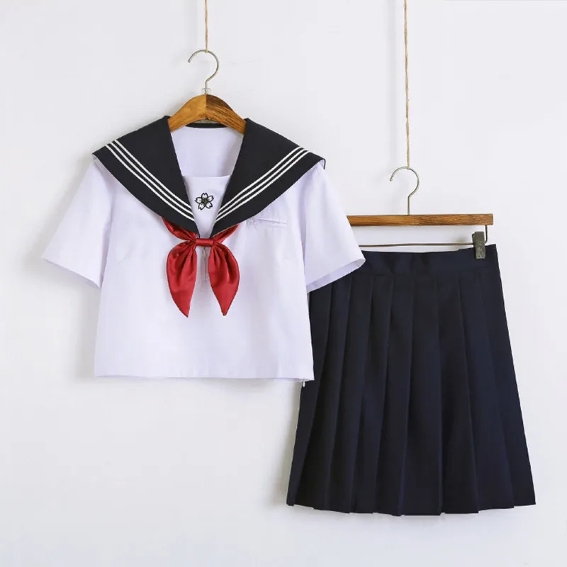 Новое поступление Sakura вышивка японский JK наборы школьная форма для девочек средней школы для женщин Новинка матросские Костюмы униформы XXL