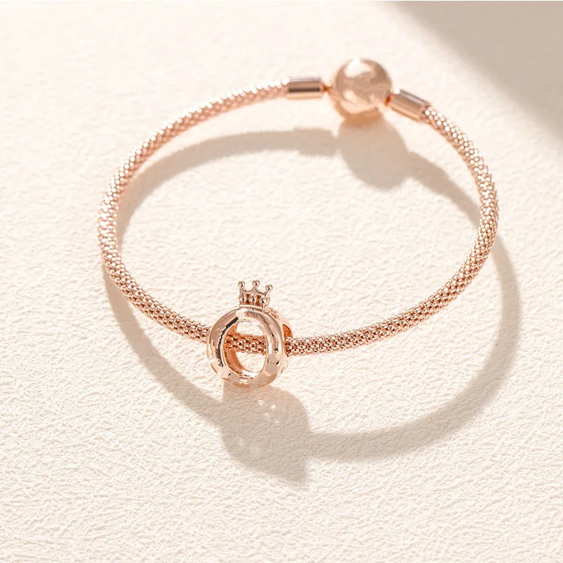 

Original 925 Sterling Silver Fashion Creative Elegant Rose Gold Glitter Elegant Set Fit for Women Pandora Bracelet DIY Jewelry