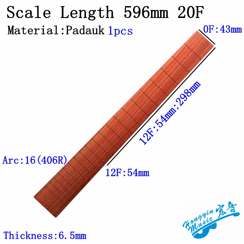 Африканский Padauk деревянный Гриф для классической гитары стандарт 650 мм аккорд длина полуобработанный гриф Pterocarpus Soyauxii - Цвет: Scale Length596mm20F