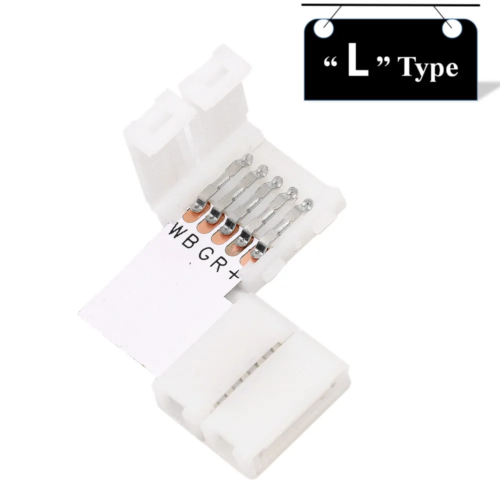 RGBW разъем для светодиодной ленты 5 контактов 10 мм 12 мм L T X образный сварочный разъем для 5050 RGBW RGBWW светодиодные ленты 5 шт./лот - Цвет: L Shape