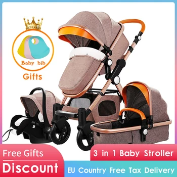 

4 in 1 baby strollers aluminium alloy frame with baby car set super light folding pram newborn baby stroller 3 in 1