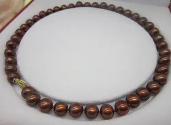 

new 10-11mm natural south chocolate pearl necklace 18"