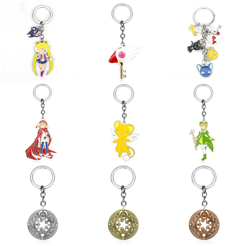 

Anime Sailor Moon Key Chain Cardcaptor Card Captor Sakura Kinomoto Sealing Wand Key Ring Cartoon Keychains Cosplay Jewelry Gifts