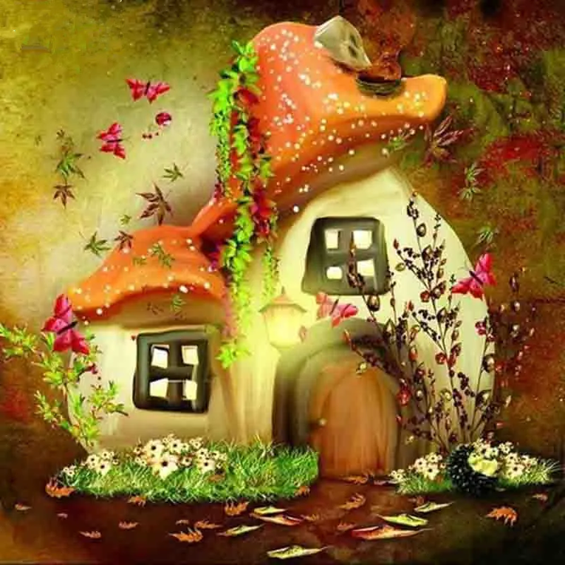 Inacabado 5D do Conto de Fadas Casa Cogumelo Bordado 2019 Сделай Сам Pintura Diamante Ponto da Cruz Define Beading Enigma Presente | Дом