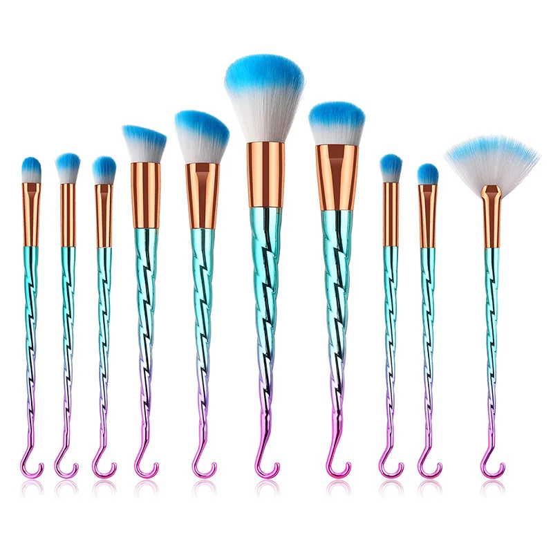 

GUJHUI 7/10pcs Unicorn Hook Makeup Brushes Set Foundation Blending Powder Eye Face Brush Cosmetic Beauty Make Up maquillaje