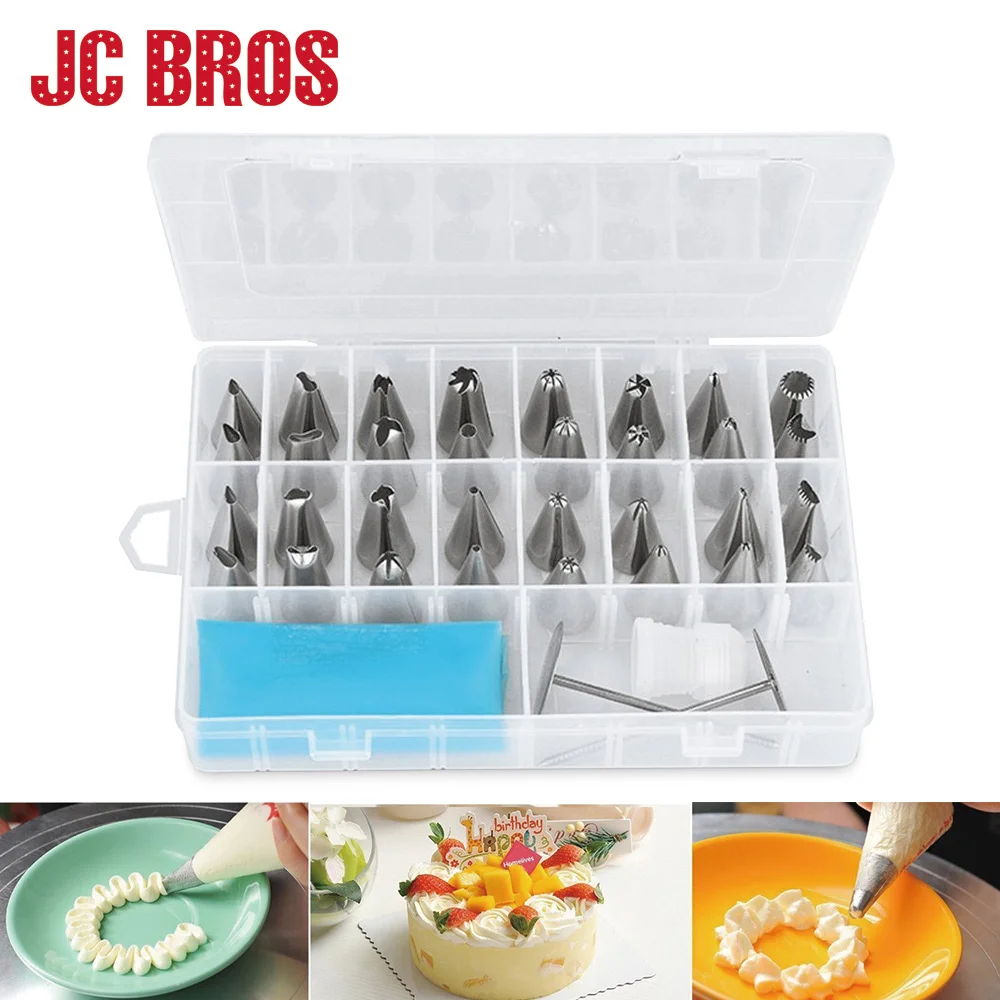 38 Pcs/set Stainless Steel Pipping Storage Box Nozzles Tip Set Household Cake Decoration Tools