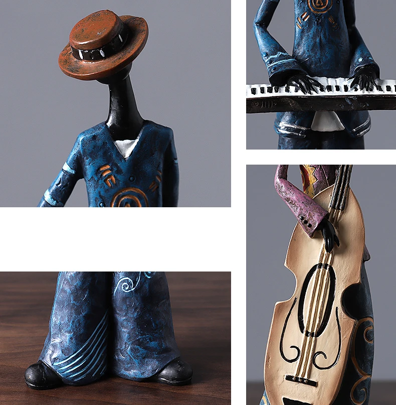 Ковбойская группа труба игральная фигурка поп смола скульптура ручной работы ретро украшения дома аксессуары