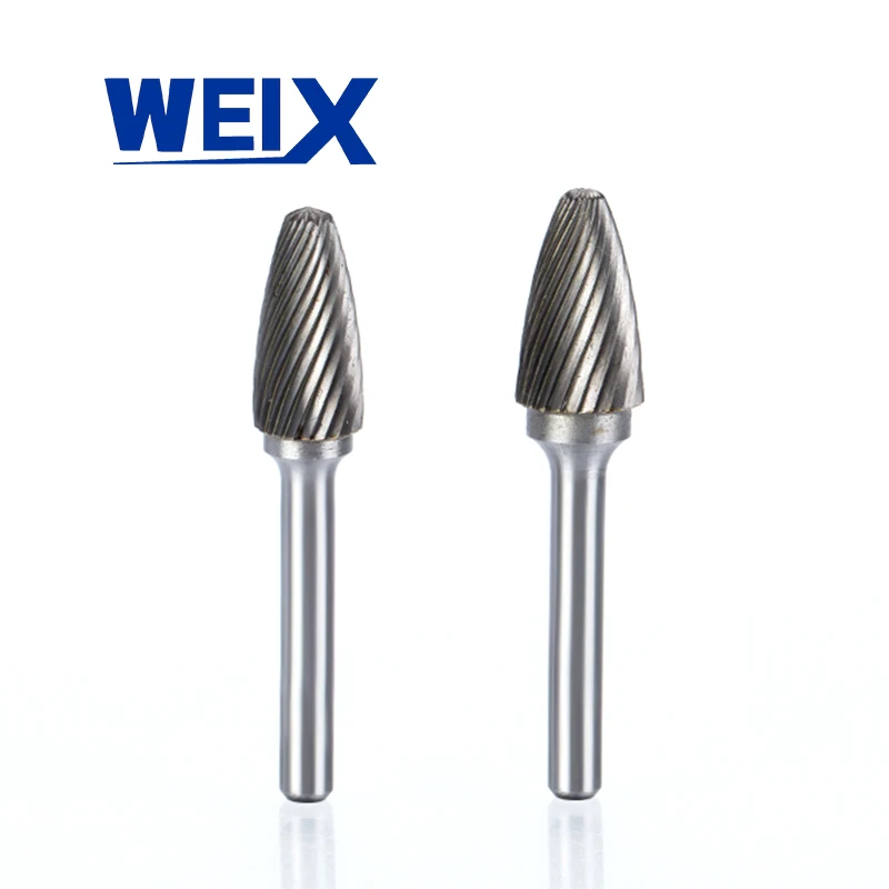 

WEIX 1pc 6mm Shank Single cut Carbide burr F type Cutter Metal Grinding Carving Rotary File Cylindrical Router Bit