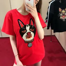 Fengguilai женская футболка наивысшего качества Повседневная Свободная Европейская модная дизайнерская Милая футболка с принтом из мультфильма новая футболка