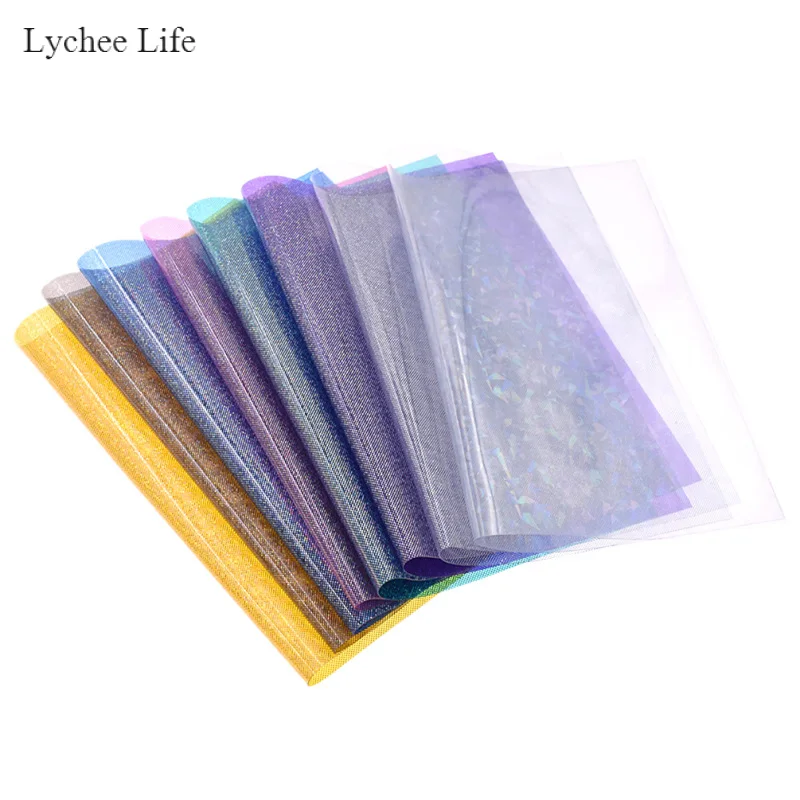 

Lychee Life A4 Transparent Laser PVC Leather Fabric DIY Handmade Sewing Crafts Bag Garment Decor Bow-knot