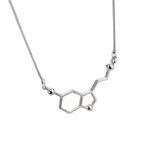 Молекула серотонина подвески ожерелья для женщин химия Чокеры Воротник Элегантный Простой: золото, серебро ожерелья