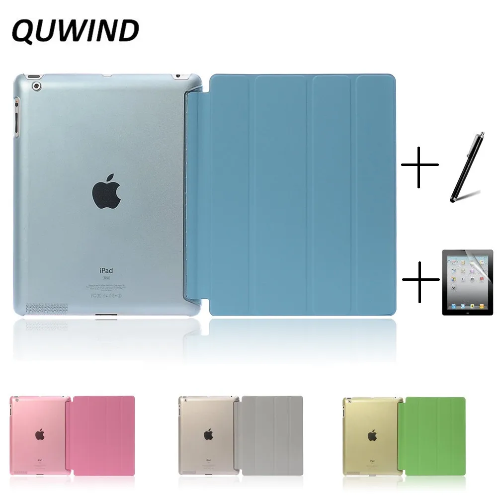 QUWIND Ultra Slim Fold PU Leather with Crystal Hard Back Smart Stand Case Cover for iPad 2 3 4 Mini 1 5 2019 | Компьютеры и офис