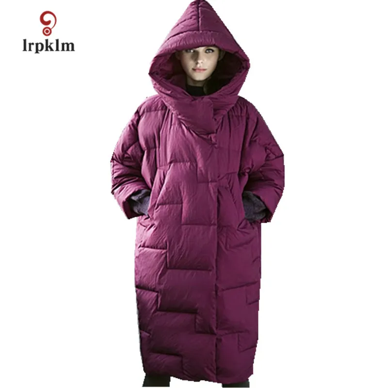 

2017 New Europe Fashion Women Winter Long Down Jackets With Hooded Collar Female Warm Duck Down Loose Coat High Quality PQ125