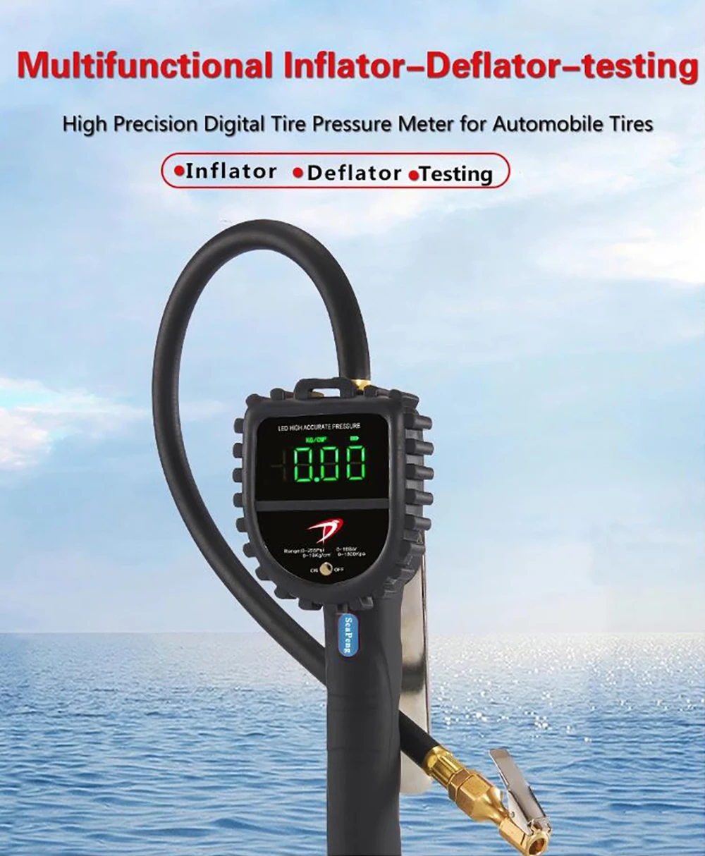 US $42.65 Dp808 Digital Tire Pressure Gauge Tire Inflator Meter Inflation Gun Lcd Display For Car Truck Motorcycle Vehicle Diagnostic Tool