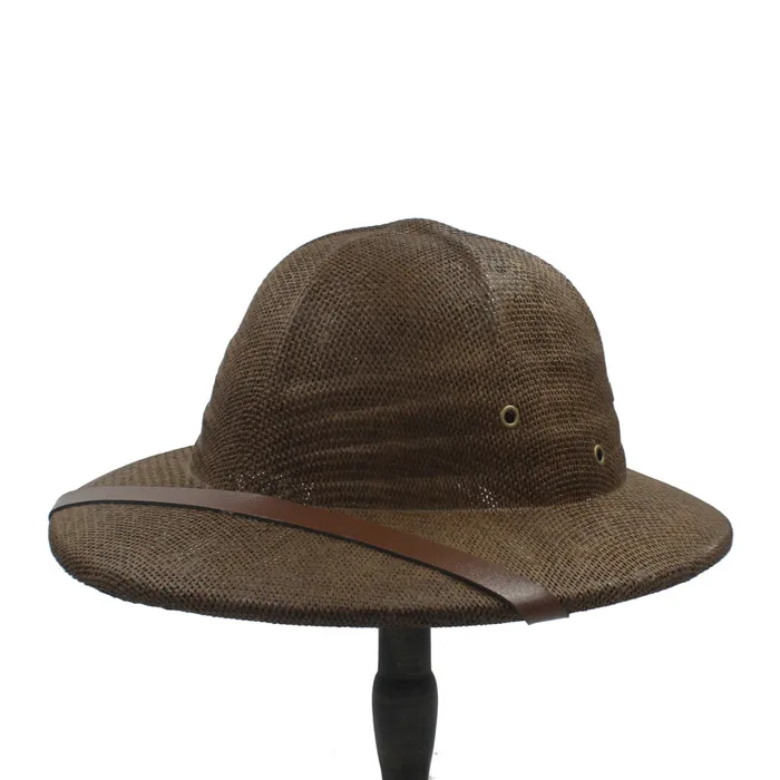 Соломенный шлем Pith Fedora шапки для мужчин и женщин Вьетнамская война армия солнце шляпа папа батер ведро шляпы сафари джунгли шляпа Землекопа - Цвет: Coffee
