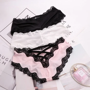 SP&CITY Bandage Deign Hollow Out Silk Sexy Panties Sex Women Lace Underwear Female Lingerie Crotch Cotton Briefs Thongs String 2
