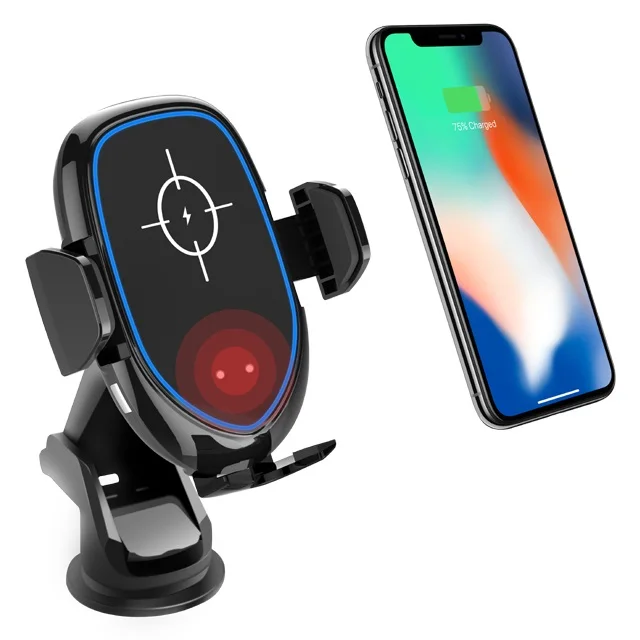 

Qi infrared noiseles induction automatic wireless car charger for iphone Xs XR Samsung mobile phones with vent mounting Bracket