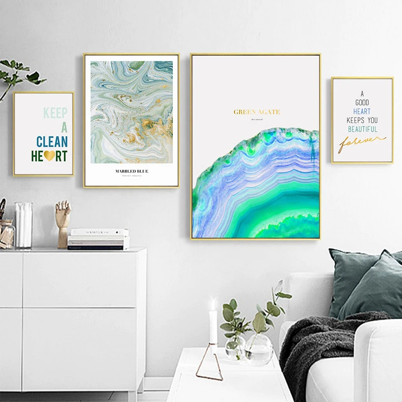 Living Room Bedroom HD Print Picture Home Decor Beautiful Color Marbling Nordic Watercolor Canvas Painting Poster Wall Artwork | Дом и сад
