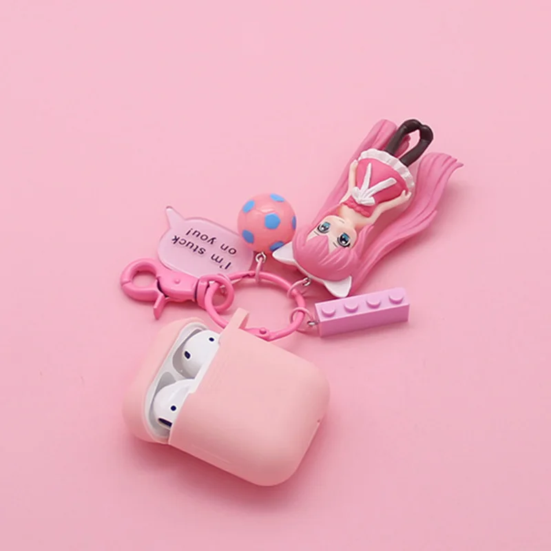 Милый японский мультяшный брелок для девочек, силиконовый чехол для Apple AirPods, зарядная коробка, Bluetooth наушники, защитная крышка, аксессуары