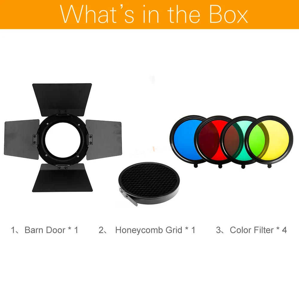 BD 03 Pro Barn Door 3 в 1 с сотовой сеткой и гелевыми цветными фильтрами Barndoor Universal Mount|barn