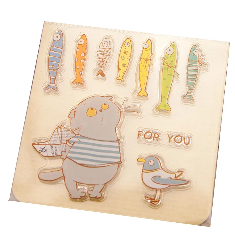 

Cat Fish For You Transparent Clear Silicone Stamp for Seal DIY Scrapbooking Photo Album Decorative Clear Stamp Sheets