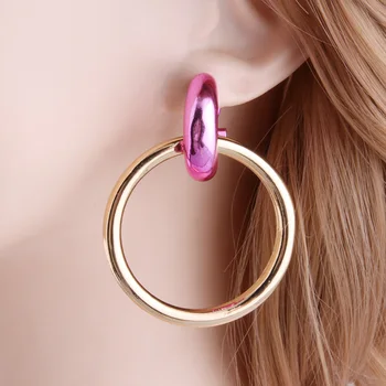 

NeeFu WoFu Drop Copper Earrings Round Earring Rings Big Earring For Woman Large Long Brinco Ear Oorbellen Gift
