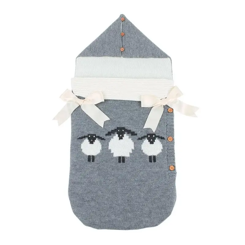 Мультфильм Детские теплые трикотажные спальный мешок новорожденный Кнопка пеленать Обёрточная бумага Одеяло милые овечки шаблон для