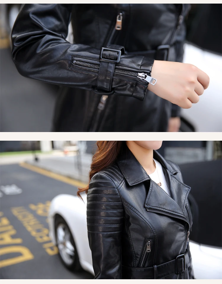 Осенне-зимняя женская одежда размера плюс 5XL, модная длинная куртка из искусственной кожи с отворотом, Тренч, мотоциклетное пальто