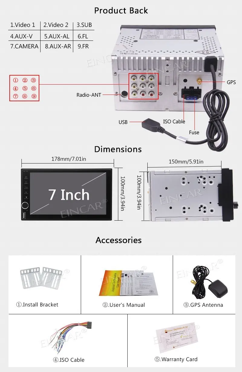 Cheap Reversing Camera+Android7.1 Car NO DVD Player gps tracker Stereo GPS Navigation Radio Audio Support WiFi/steering wheel controls 5