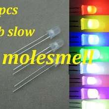 50 шт. 5 мм Рассеянный RGB Радуга медленная мигающая вспышка красный зеленый синий светодиодный Светодиодный s молочно-белый объектив