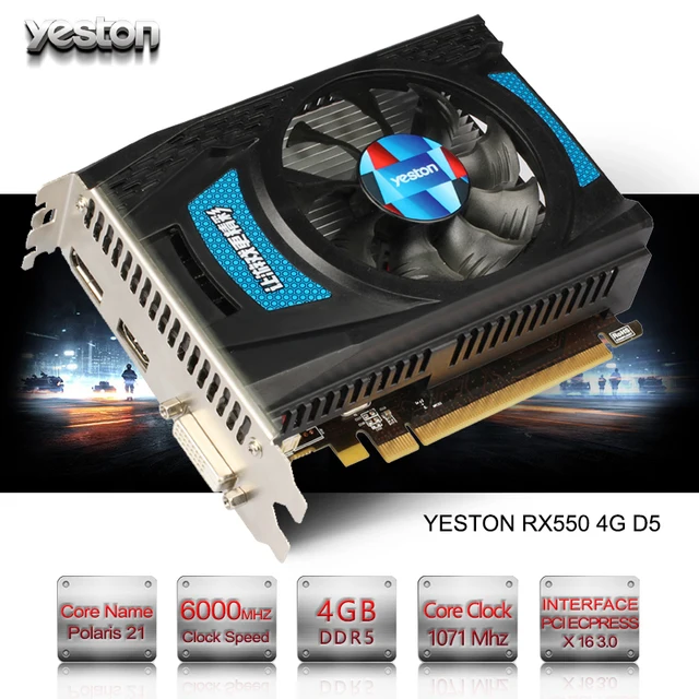 Cheap Yeston Radeon RX 550 GPU 4GB GDDR5 128bit Gaming Desktop computer PC Video Graphics Cards support DVI-D/HDMI2.0B PCI-E 3.0 Cheap Yeston Radeon RX 550 GPU 4GB GDDR5 128bit Gaming Desktop computer PC Video Graphics Cards support DVI-D/HDMI2.0B PCI-E 3.0