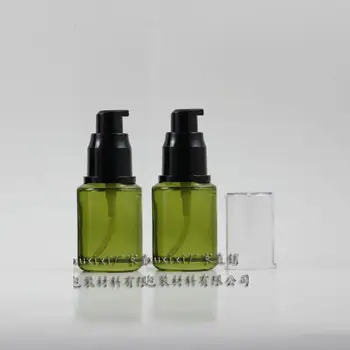 

free shipping 200pcs 30ml olive green Glass lotion bottle with black plastic lotion pump