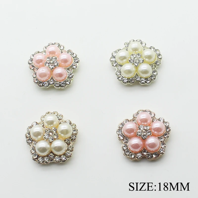 New 10pcs/set 18mm Handcraft Flower Snap Pearl Buttons Flat Back Rhinestone for Clothing Women Shirt Tie Decorative | Дом и сад