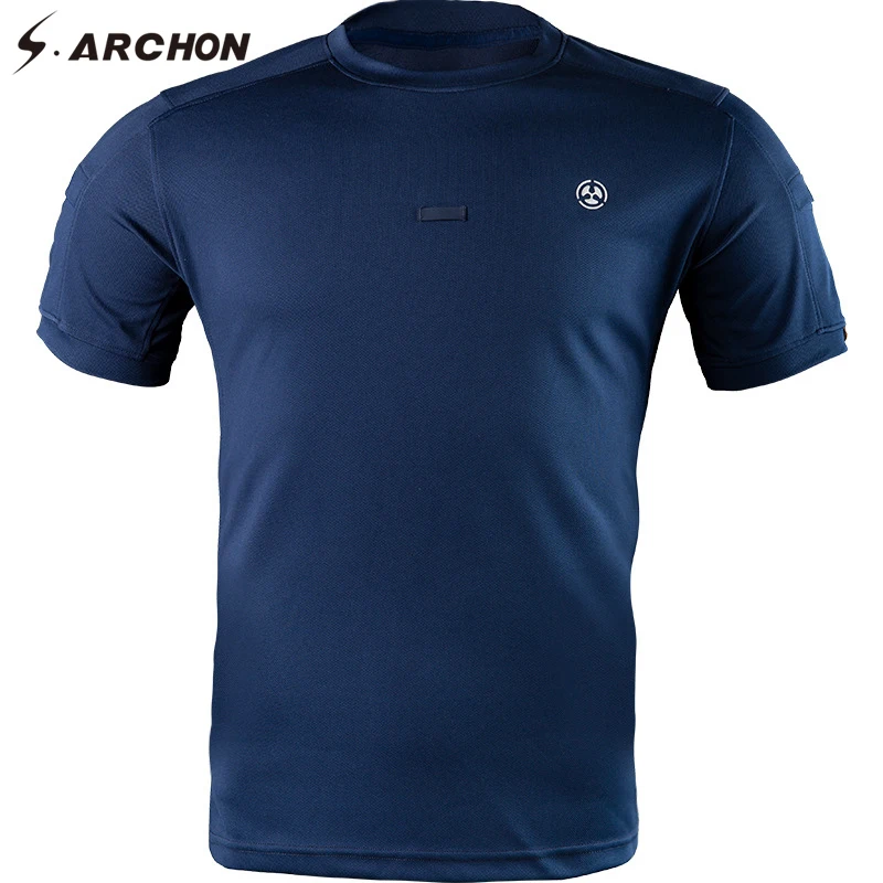 

S.ARCHON Summer US Army Combat Tees Shirts Quick Dry Military Tactical T-Shirts Breathable Stretch Shirts with Pocket Male Tops