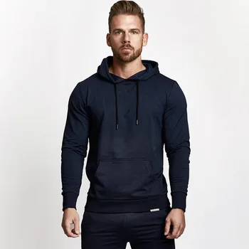 

Men Brand Solid Color Hoodies Fashion Casual Gyms Fitness Hooded Jacket Male Cotton Sweatshirts Sportswear Clothing