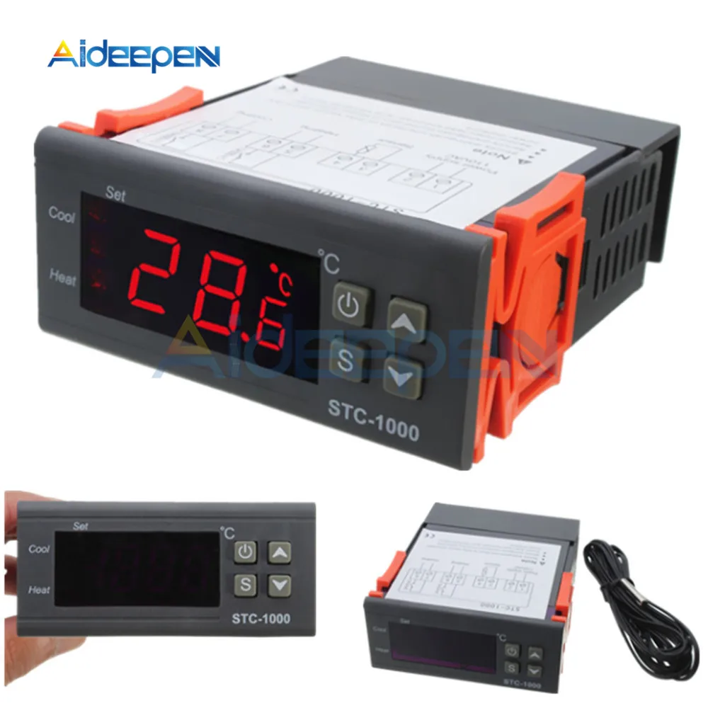 STC-1000 Digital LED Temperature Controller Thermostat Thermometer Thermo Control Thermoregulator for Incubator Sensor DC24V 10A STC-1000 Digital LED Temperature Controller Thermostat Thermometer Thermo Control Thermoregulator for Incubator Sensor DC24V 10A