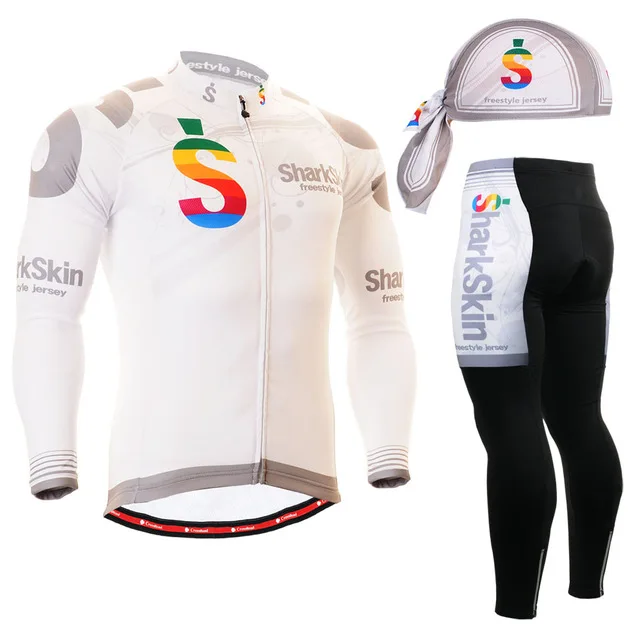 Жизнь на трек коже длительное Graphic Long Sleeve Бег Джерси комплект MTB Дорога Спорт Куртки футболки мягкий Бег брюки для девочек - Цвет: Слоновая кость