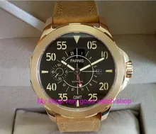2017 new fashion PARNIS 45mm black dial ST2557 automatic Self-Wind movement men’s watch GMT Mechanical watches 267