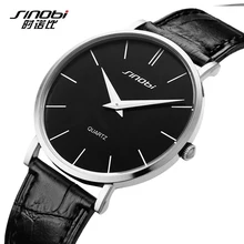 SINOBI Super Slim Quartz Casual Wristwatch Business Brand Genuine Leather Analog Quartz Watch Men s 2017