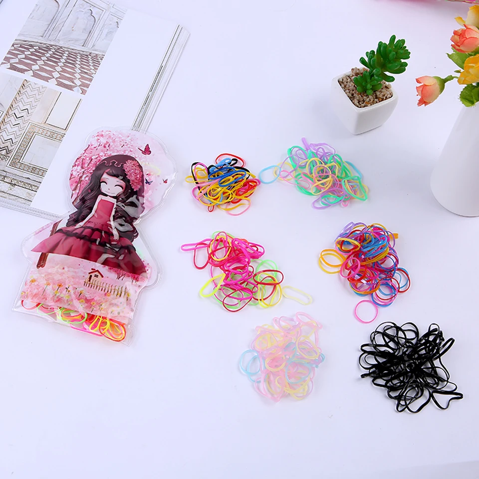 

Kids' Handbag Butterfly Girl Hairband Rope Ponytail Holder Elastic Rubber Band Ties Braids 150PCS/Cartoon Bag Hair Accessories
