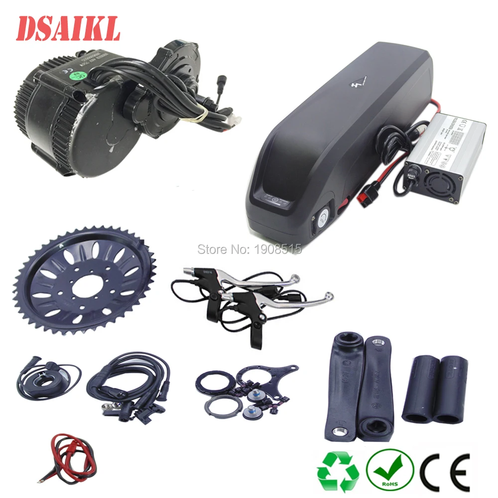 Discount 48V 500W 750W Bafang BBS02B Mid Drive Motor Kit and hailong 48V 10.4Ah 11.6Ah 12Ah 13Ah 14Ah 15Ah 17Ah li-ion ebike battery pack 0