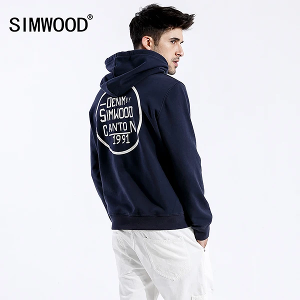 Мужское худи с надписью SIMWOOD, брендовый спортивный пуловер в стиле хип-хоп, свитшот высокого качества, модель 180446 на осень - Цвет: royal blue
