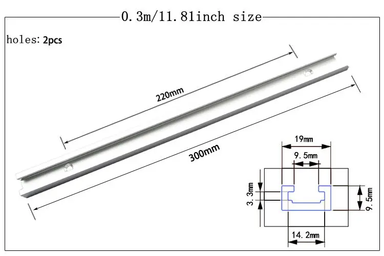 Алюминий t-образный Т-образными пазами дорожка 300 мм/400 мм/500 мм/600 мм/800 мм T болт приспособление слот для Круглопильный Станок Деревообрабатывающий инструмент - Цвет: 300mm