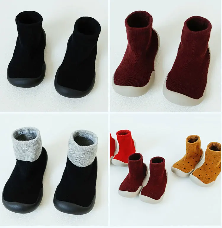 Обувь для малышей; нескользящие хлопковые толстые ботинки с мягкой подошвой; носки-тапочки; носки; 7 цветов; tz04