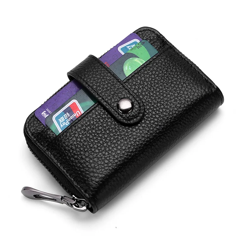 

12 Bits Leather Card Holder Short Wallets Zipper Coin Purse Credit ID Card Case Small Mini Money Bag Change Pocket for Women Men