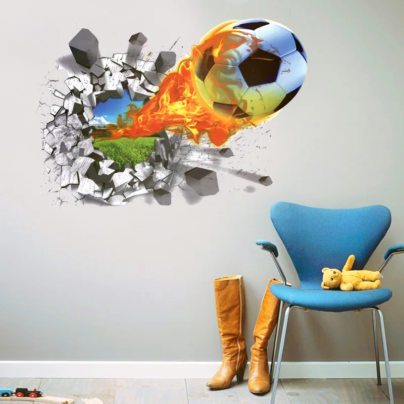 football 3d wall stickers for kids room waterproof home decor decoration bedroom garden accessories supplies gear