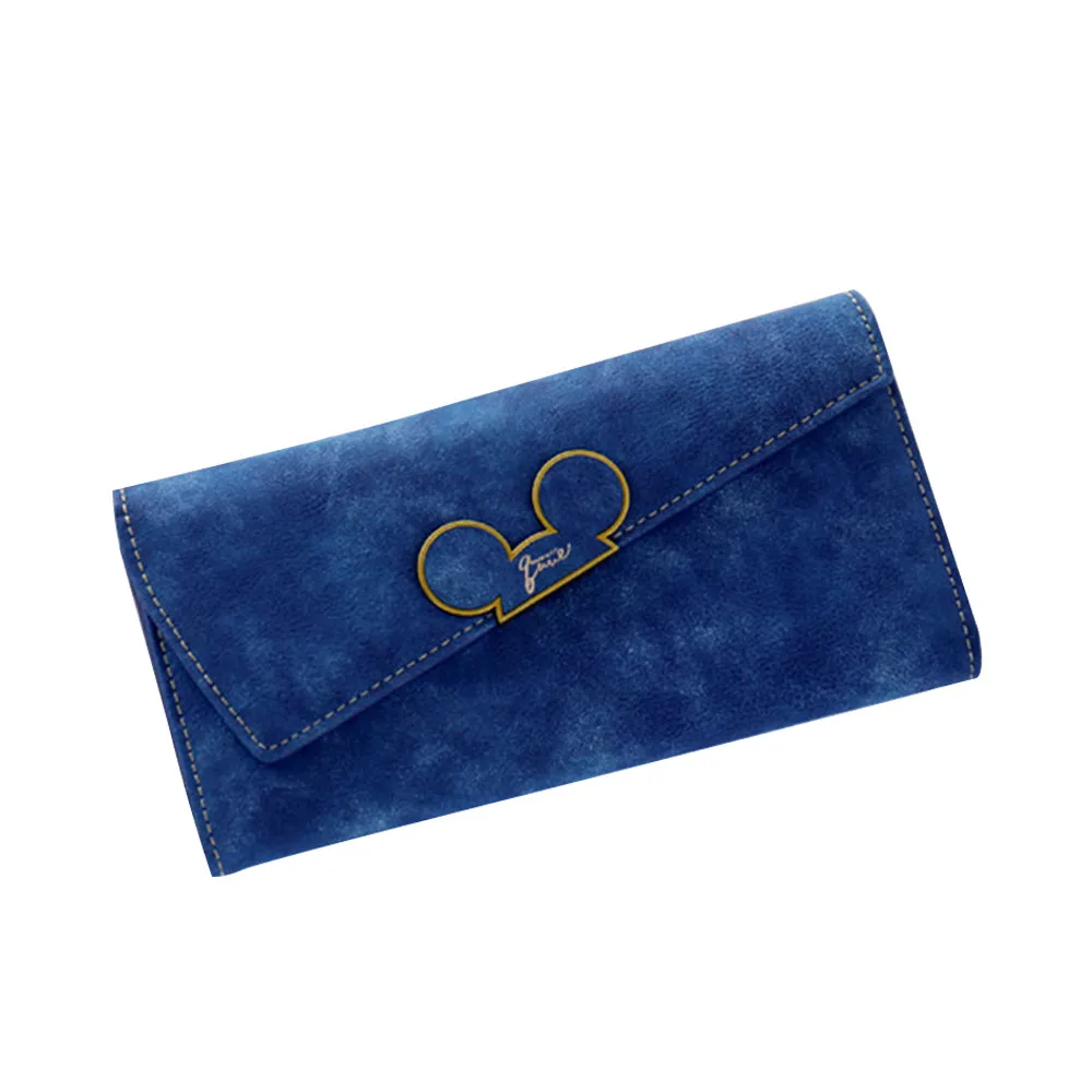 

OCANDIAN Wallet Hot Hit Color Scrubs Women Wallet Ladies Long Swash-lid Tri-fold Mickey Head Purse Slim Phone Coin Pocket30oct28