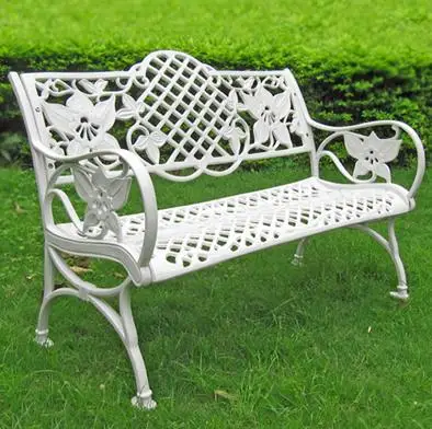 Открытый парк стул отдыха стул двора сад Литое Алюминиевое сиденье тройной антикоррозийной полосы длинный стул - Цвет: white