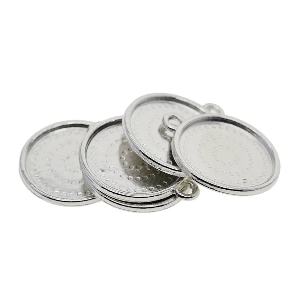 50pcs Round Bezel Pendant Trays Blank Bases Cabochon Settings DIY Jewelry Blank Bezel for Necklace Making